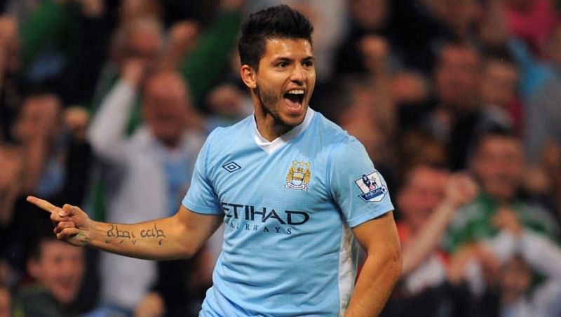 Sergio Aguero's 23 goals in his first season won Manchester City their first league title in 44 years